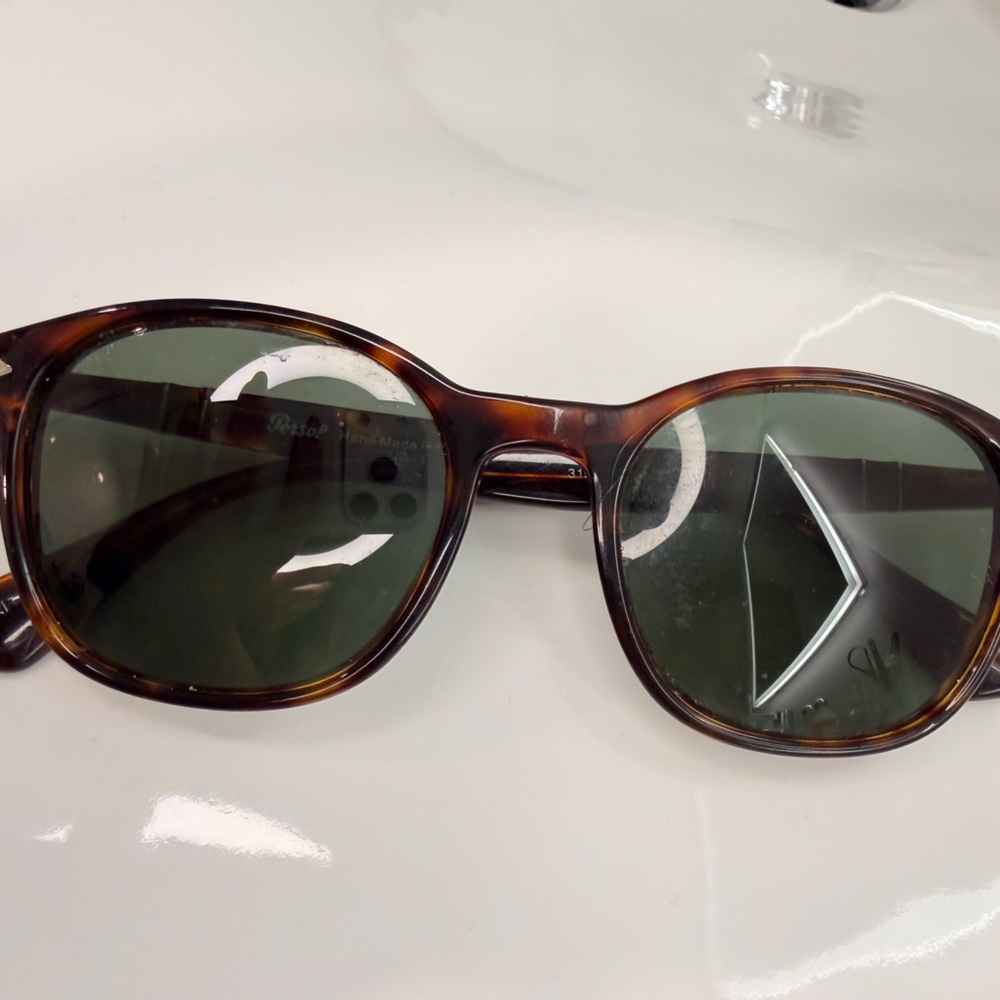 Persol Brown Sunglasses with Green Lenses